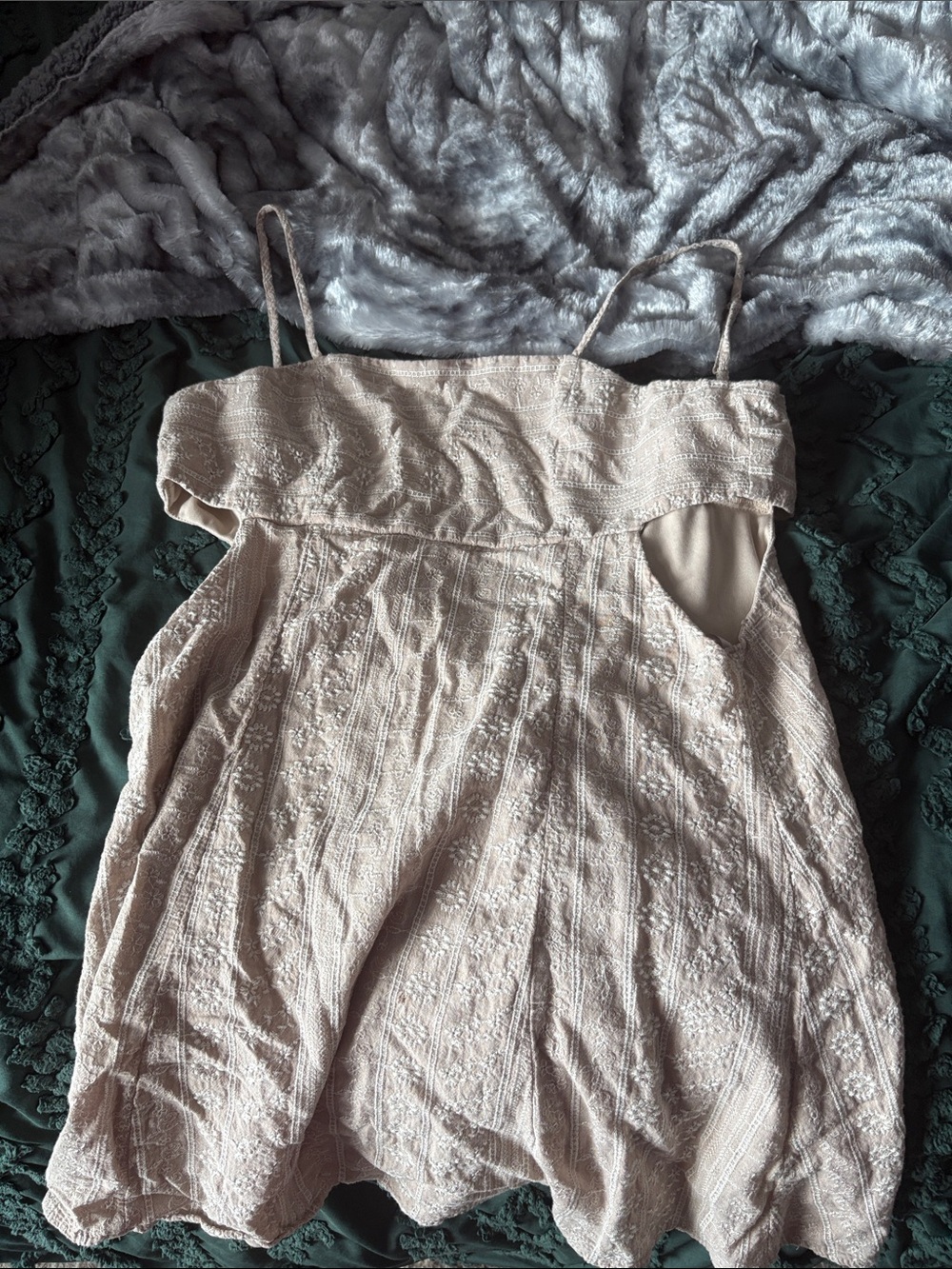 Trixxi Cream Textured Spaghetti Strap Dress